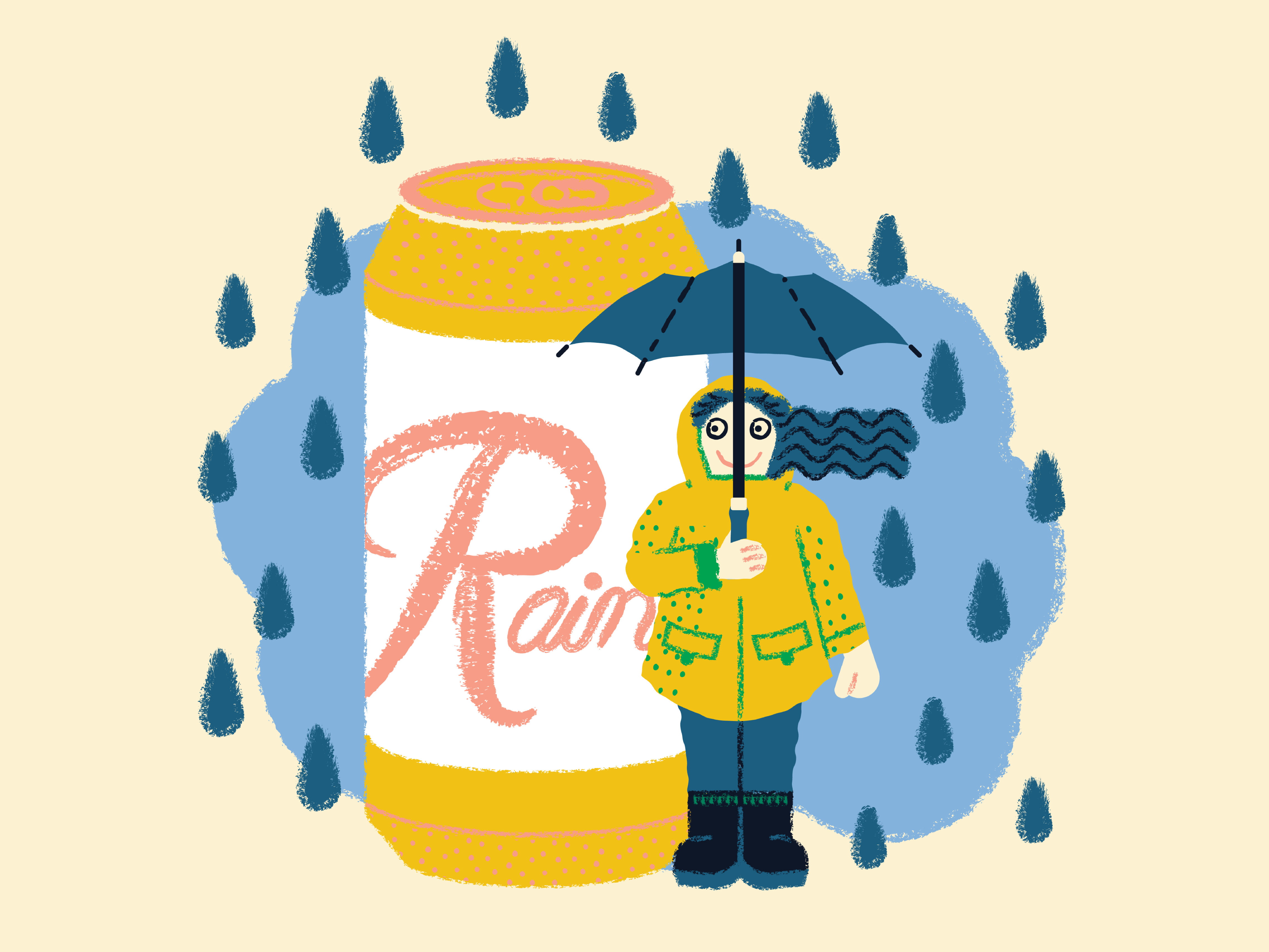 Looks like Rain! beer brewery illustration postcard print rain seattle umbrella weather