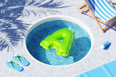 Summer pool letters 3d 3d icons 3d illustration blender c4d illustration pool relax summer summer vibe swimming pool tiles vacations
