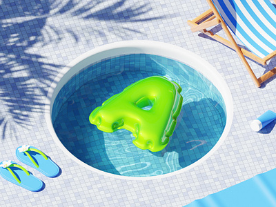 Summer pool letters 3d 3d icons 3d illustration blender c4d illustration pool relax summer summer vibe swimming pool tiles vacations
