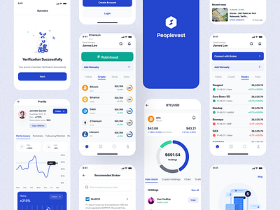 Peoplevest-Crypto investment app. app app design app ui crypto crypto app figma finance app finance ui ui ui design