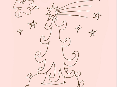 Warmly Yours art bird branding christmas color design drawing holidays illustration leah schmidt leahschm night sky star tree