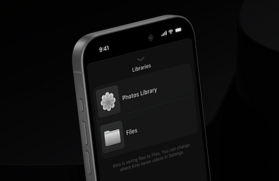 Kino detail: Libraries 3d and app black blackandwhite bw camera folder icon icons ios iphone light photos render ui white