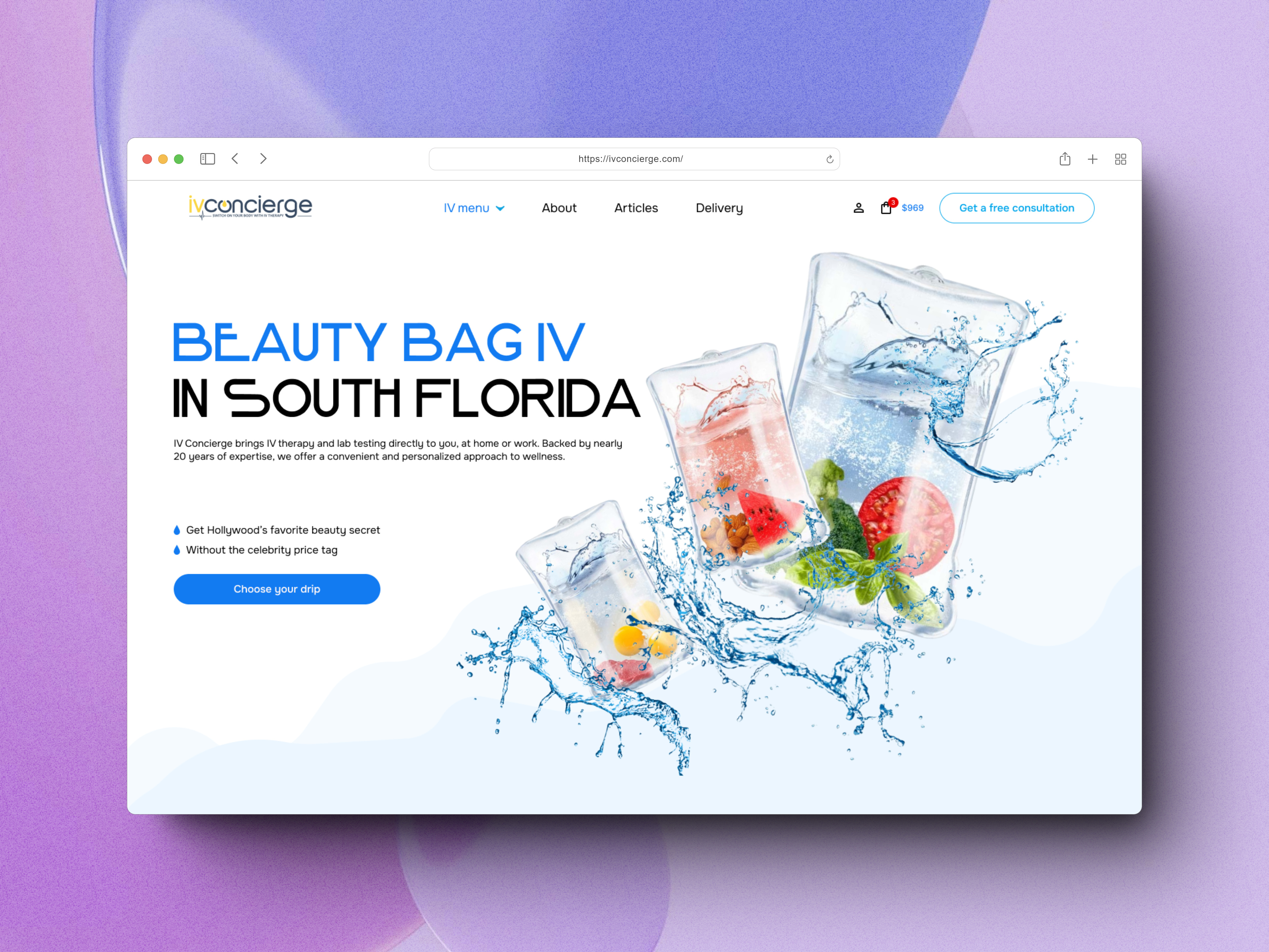 Beauty bag web site beauty blue ui ux water web design