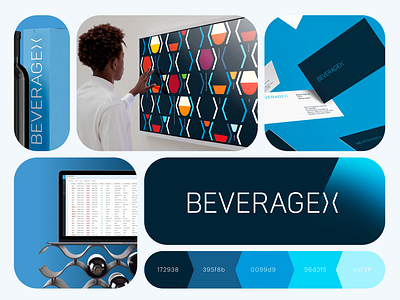 Visual Identity for BeverageX alcohol beverage blue branding design e market graphic design logo modern patterns ux visual identity