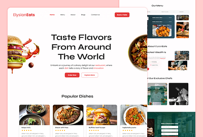ElysianEats - Restaurant Website Landing Page figma food interaction design landing page restaurant ui uidesign uiux ux uxdesign web web design website