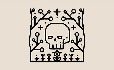 Skull&Garden flower forest garden graphic design icon illustration line logo skull tree ui