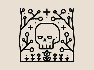 Skull&Garden flower forest garden graphic design icon illustration line logo skull tree ui