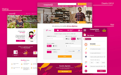 Bank web design bank loans mobile pink