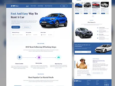 Car rental website car rent website car website figma rant car ui ux web design website