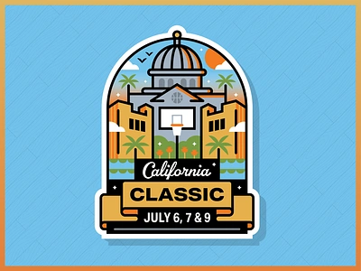 California Classic 2024 basketball california capitol classic hoops kings logo palm trees ribbon rim sacramento tower bridge waves