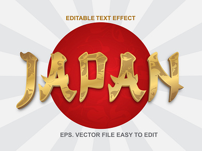 Editable text effect gold golden graphic design japan text effect vector