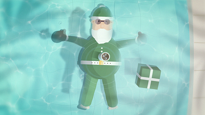 RELAXING TIME 2.5d 2d 3d animation character christmas design drink fernet gift graphic design green illustration motion design motion graphics pool santa summer vector water