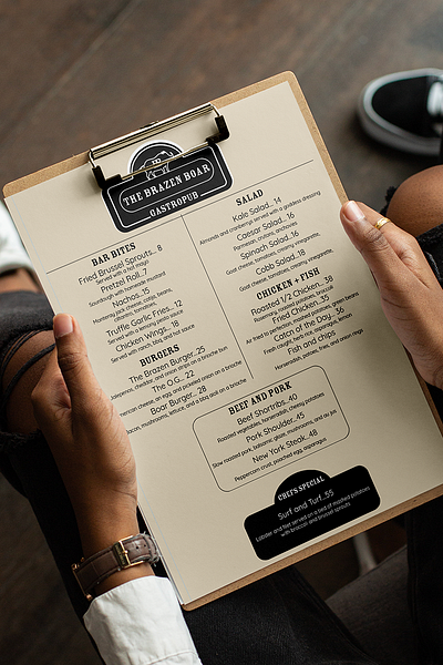 Gastropub Menu Design art direction bar and restaurant brand brand design brand identity branding creative direction design gastropub logo graphic design illustration logo logo design restaurant branding restaurant logo restaurant menu type design typography typography design ui