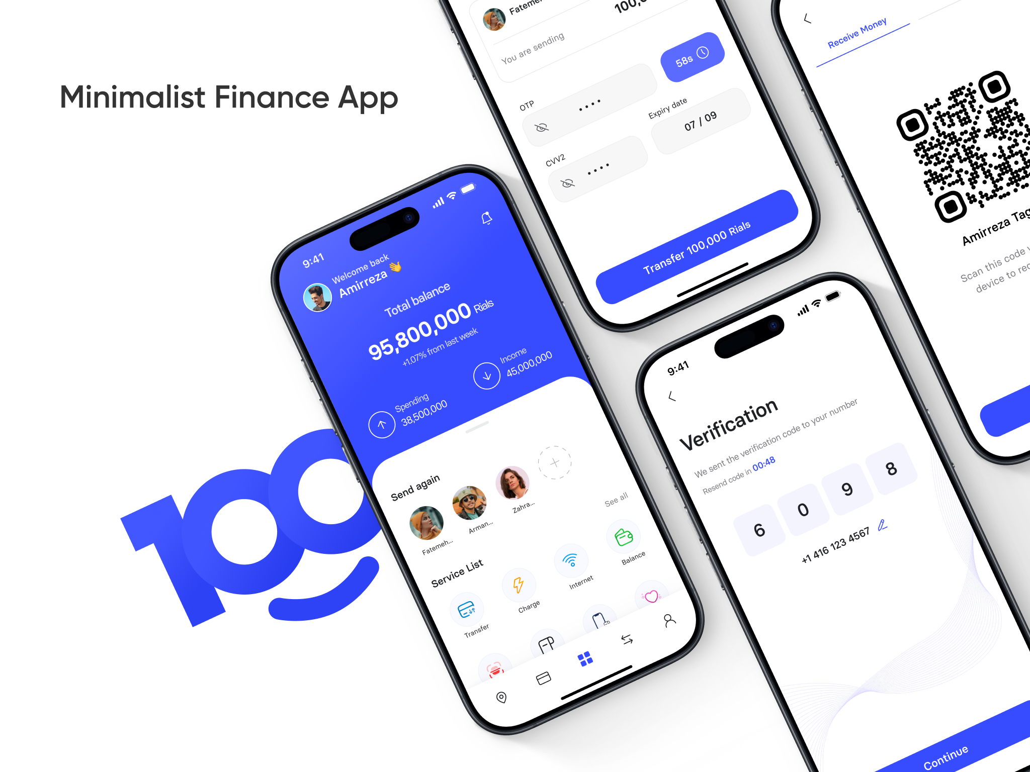 "100" - Minimalist Finance App app cleandesign digitalbanking finance financeapp minimal minimaldesign mobileapp ui uidesign uifinance