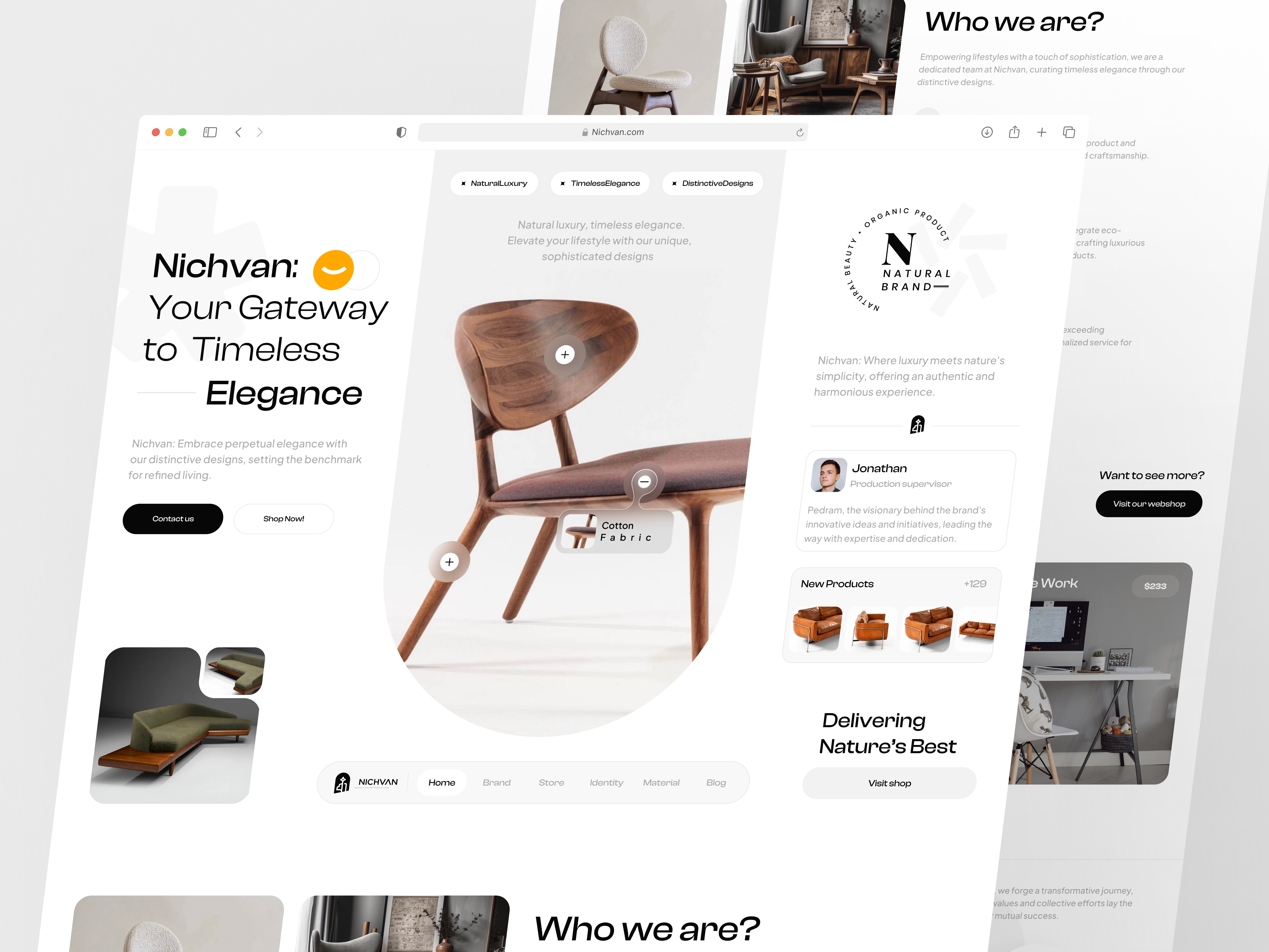 Nichvan - Furniture Shop bento branding chair clean ecommerce furniture header interface landing landing page minimal product design responsive shop store ui user interface ux web design website