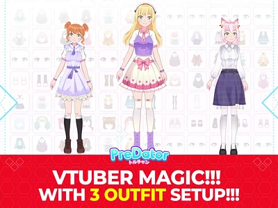 Free Vtuber Live2d Model 3 outfits 2d vtuber model 2dvtuber animation animeart design illustration stream streaming streamingtools twitch ui virtualyoutuber vtuber vtubergraphic