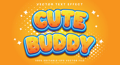 Cute Buddy 3d editable text style Template fancy