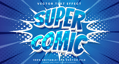 Super Comic 3d editable text style Template doodle