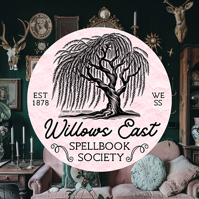 Willows East Logo cottagecore dark cottagecore logo logo design pink spellbook wicca willow willow tree witchcraft