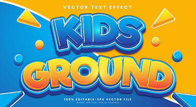 Kids Ground 3d editable text style Template creative
