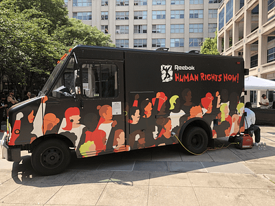 Reebok Human Rights Now! Ice Cream Truck Wrap event design experiential design graphic design illustration print design