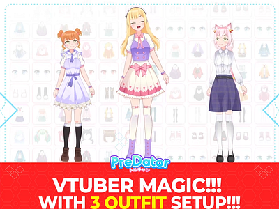 Anime Maiden Loli Vtuber Design: 50 Custom Choices for Dresses, animation animeart animestyle customavatar graphic design highquality streamer streaming streamingtools twitch ui virtualyoutuber vtubercommunity