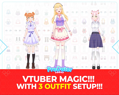 Anime Maiden Loli Vtuber Design: 50 Custom Choices for Dresses, animation animeart animestyle customavatar graphic design highquality streamer streaming streamingtools twitch ui virtualyoutuber vtubercommunity