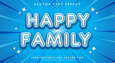 Happy Family 3d editable text style Template embossed