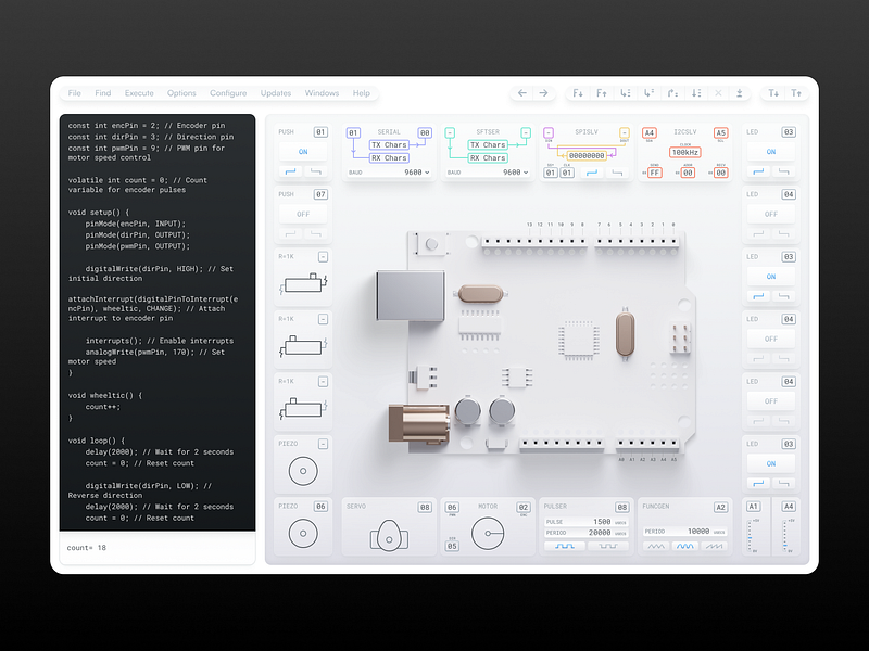 Hardware Simulation App 3d app arduino dashboard desktop hardware simulation software ui ux