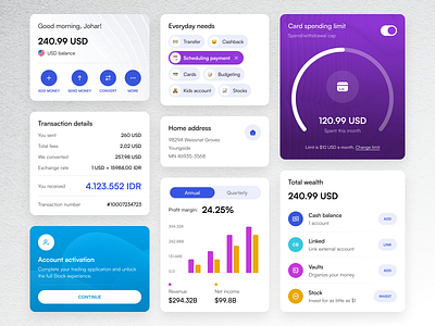 Design Exploration - Financial App - UI Elements android app card charts clean design expenses finance financial income ios iphone mobile responsive saving stats typography ui ux widget