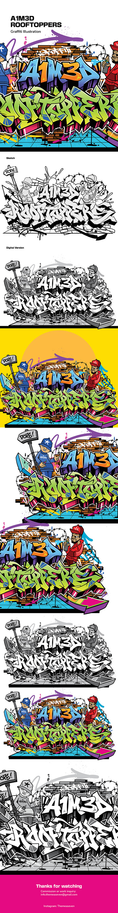 A1M3D Rooftoppers Graffiti Illustration artwork digital illustration digitalillustration graff graffiti graffiti art graffiti vector graphic design illustration lettering typography vectorart