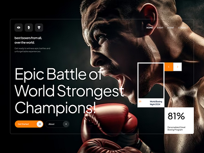 Boxing website design - Buoxink boxing boxing design web boxing indonesia boxing web boxing website design hero section layout mma typography ui user interface ux video player web design website