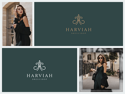 Harviah Dress Shop Logo Design apparel boutique branding design dress graphic design illustration jewelry logo luxury shop vector
