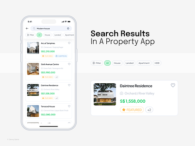 Search Result in Property App app branding clean design property ui userinterface ux