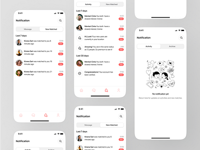 Sweprek - Notification app design case study clean concept couple couple app date dating dating app design empty state love match app match finder matchmaking mobile notification profile tinder user interface