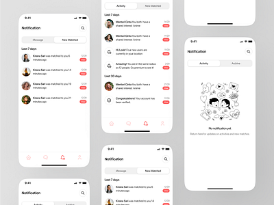 Sweprek - Notification app design case study clean concept couple couple app date dating dating app design empty state love match app match finder matchmaking mobile notification profile tinder user interface