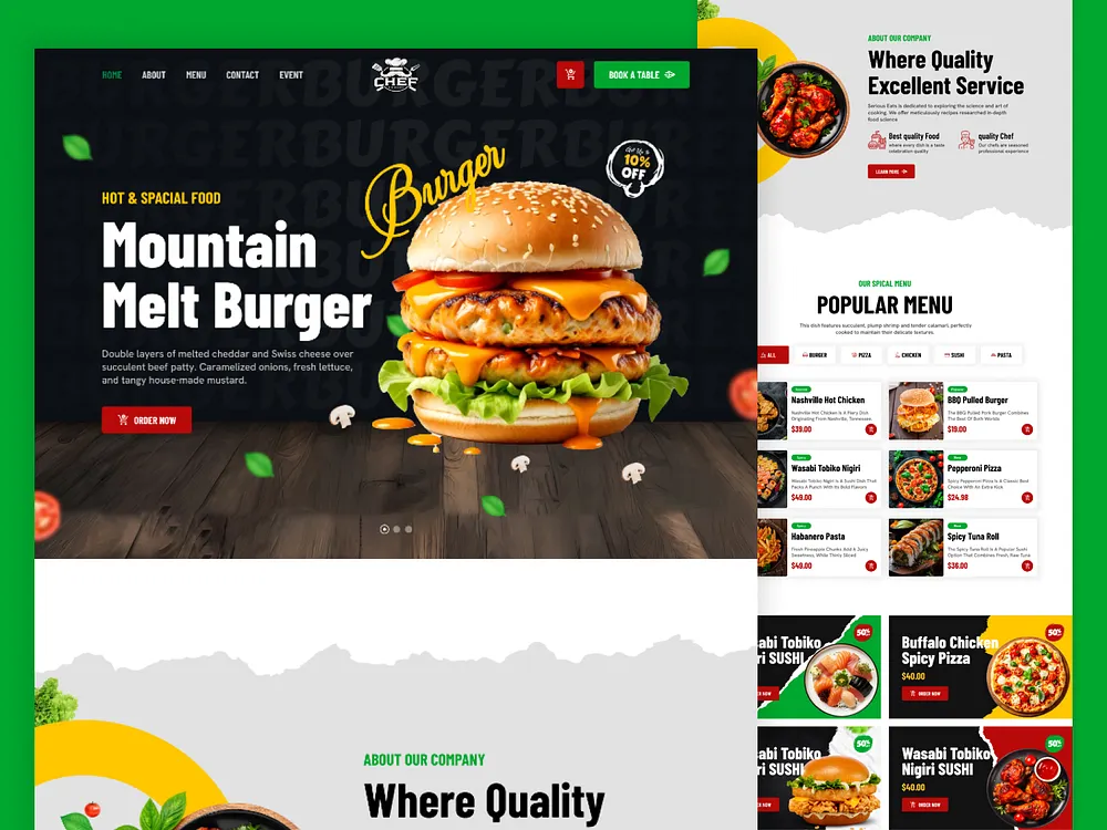 Food Wbsite designs themes templates and downloadable graphic