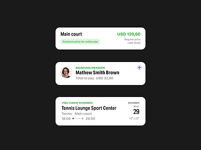 cards 3 card colors date gray green sport ui ui card ui components user user card user interface