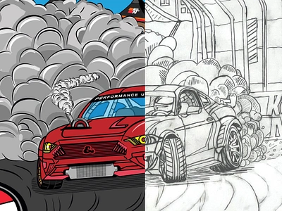 Coloring Book in Process book burnout cars coloring coloring book drawing drift drifting ford formula drift illustration illustrator in process mustang pen tool process racecar racing smoke turbo