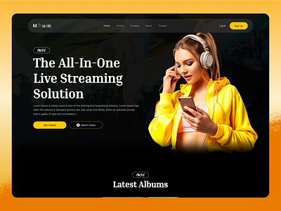 Music Landing Page best song design figma home page home page design landing page live music modern music music app music player play player ui uiux ux web web design web development website website design