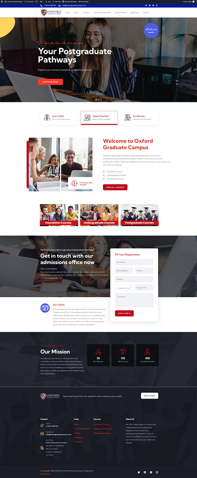 Official Website for Oxford Graduate Campus, Sri Lanka custom graphic design logo ui