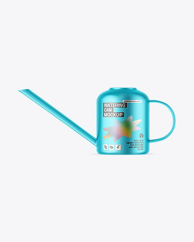 Matte Metallic Watering Can Mockup illustration typography