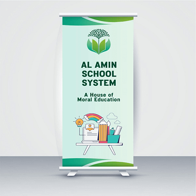AL AMIN SCHOOL SYSTEM (Rollup Banner , Notebook Mockup ) app banner branding design flat flyer graphic design illustration logo poster school