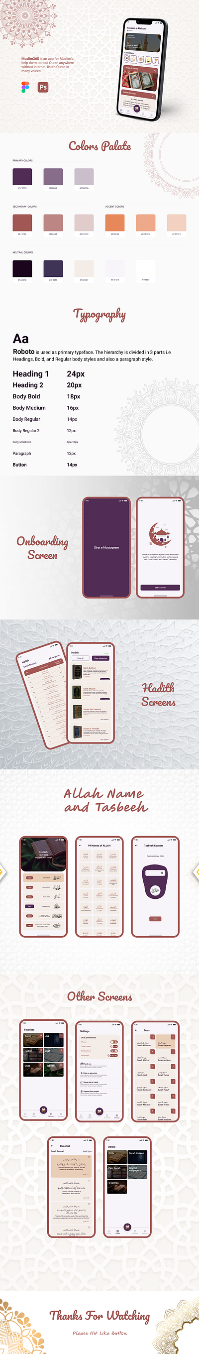 Islamic Mobile App | Muslim 365 app design design figma ui ui ux design uiux website landing page