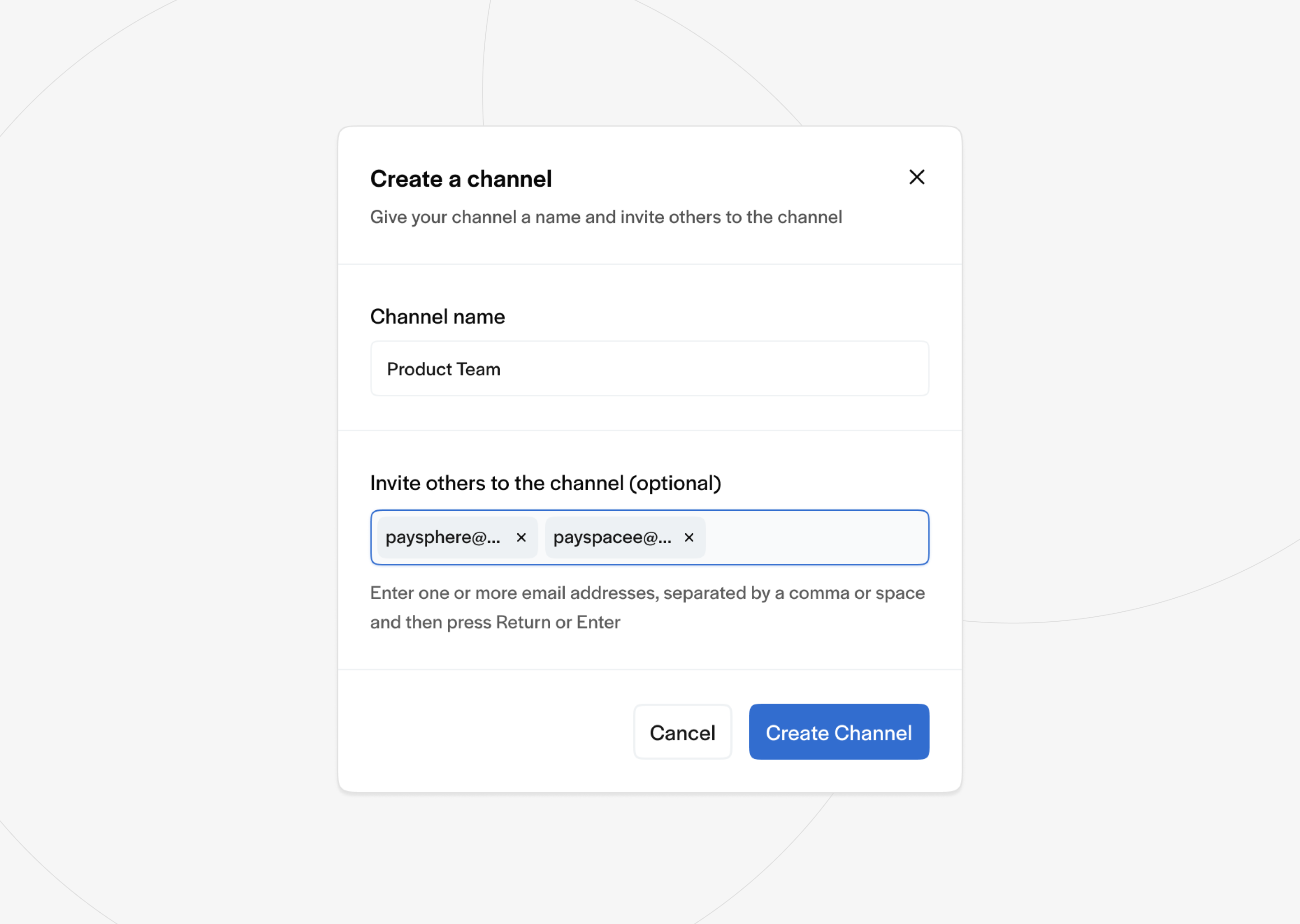 Channel Creation channel clean component components creation creation channel field fields form forms input inputs minimal minimalism modal notification pop up project design ui ux