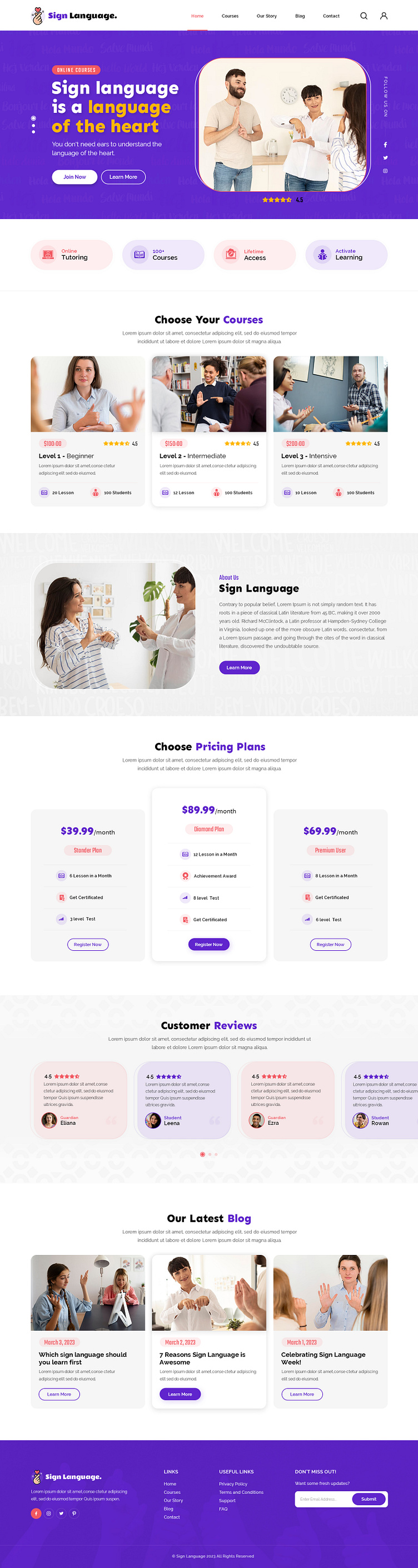 Language Courses and Sign language landing page by Stark Edge on Dribbble