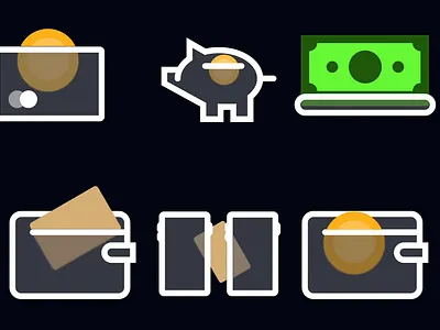Money icons bank banking business cash coin crypto lottie money svg wallet