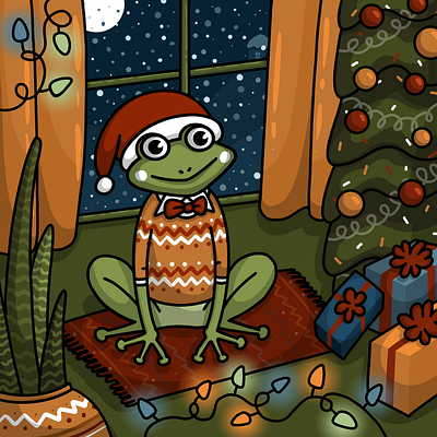 Christmas frog character design book illustration branding character design childrens illustration design graphic design illustration print procreate stickers