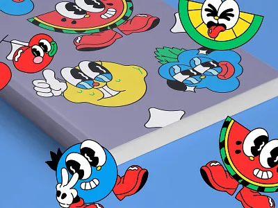 Blue Pop Retro Fruit Cartoon Asset Illustration blue cartoon clipart fruit fruit cartoon pop retro pop retro style