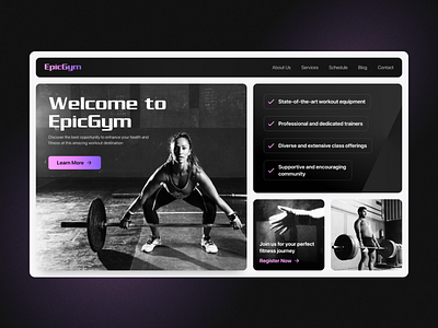 EpicGym - Workout Gym Landing Page branding business company design gym homepage landing page mobile shop store ui uxui website workout gym